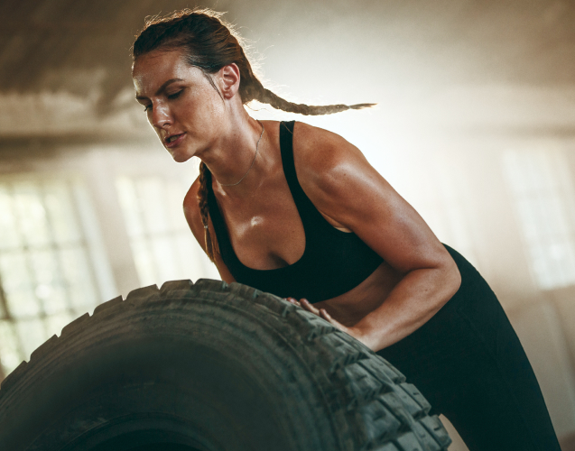 A photo of a woman doing sports.